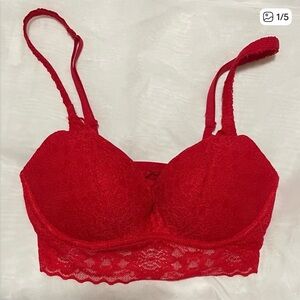 Victoria Secret Red Lace Longline Bralette - Women Intimates